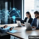 정보보안과 관련된 최신 법규 및 정책 - **AI in Daily Life with Security Overlay:** A diverse group of people (men and women of various ages...