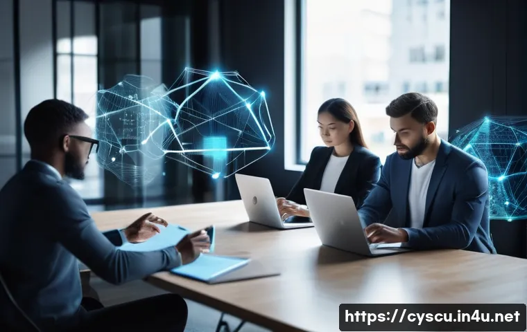 정보보안과 관련된 최신 법규 및 정책 - **AI in Daily Life with Security Overlay:** A diverse group of people (men and women of various ages...